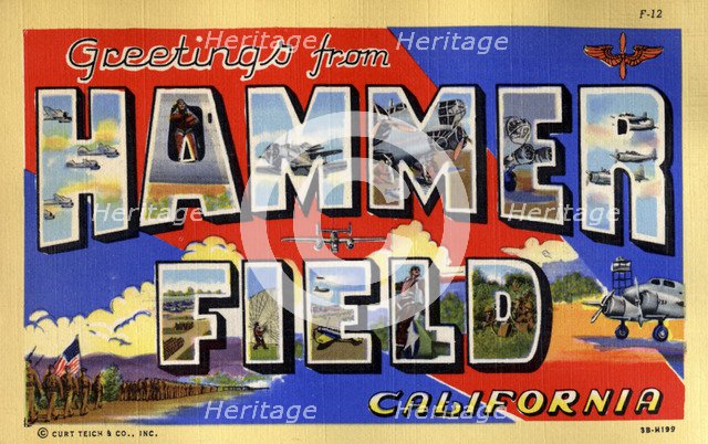 'Greetings from Hammer Field, California', postcard, 1943. Artist: Unknown