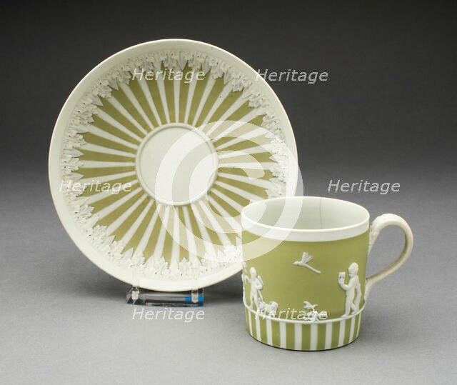 Coffee Can and Saucer, Burslem, c. 1790. Creator: Wedgwood.