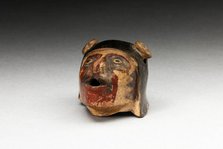 Fragment of a Vessel or Sculpture Depicting a Human Head, A.D. 600/1000. Creator: Unknown.