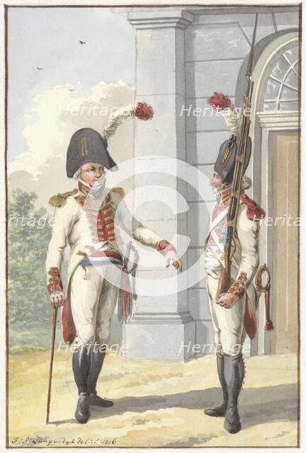Grenadier Officer and the municipality of the Livonian Guard, 1806. Creator: Jan Antony Langendijk.