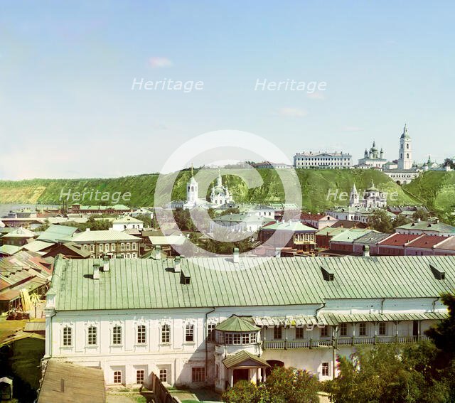 View of the city of Tobolsk from the bell tower of the Church of the Transfiguration..., 1912. Creator: Sergey Mikhaylovich Prokudin-Gorsky.