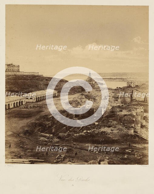 View of the Docks. From: Souvenir de la Guerre de Crimee, 1855. Creator: Méhédin, Léon-Eugène (1828-1905).