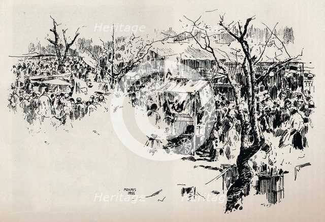 'A Street Scene at Asakusa', c1897. Artist: Mortimer L Menpes.