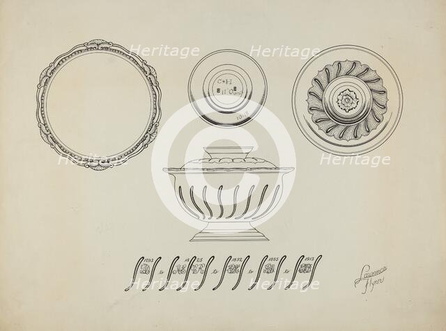 Silver Sugar Bowl, c. 1938. Creator: Lawrence Flynn.