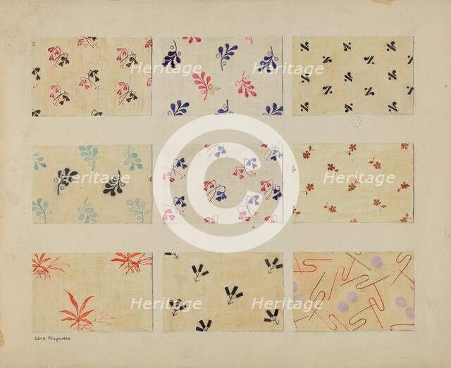 Printed Quilt Patches, 1935/1942. Creator: Edith Magnette.