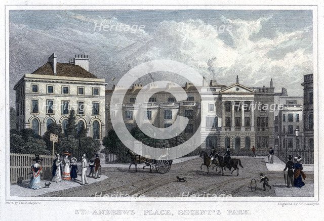 St Andrews Place, Regent's Park, London, 1828.Artist: William Radclyffe