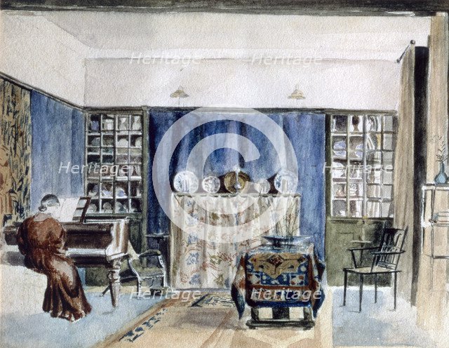 Interior of Kelmscott Manor, Oxfordshire, late 19th century. Artist: William Morris