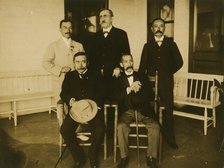 Japanese envoys Kogoro Takhira (seated, left), Jutaro¯ Komura (seated, right) with two staff...,1905 Creator: Unknown.