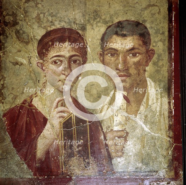 Roman portrait paining of Terentius Neo and his wife, Pompeii, Italy. Creator: Unknown.