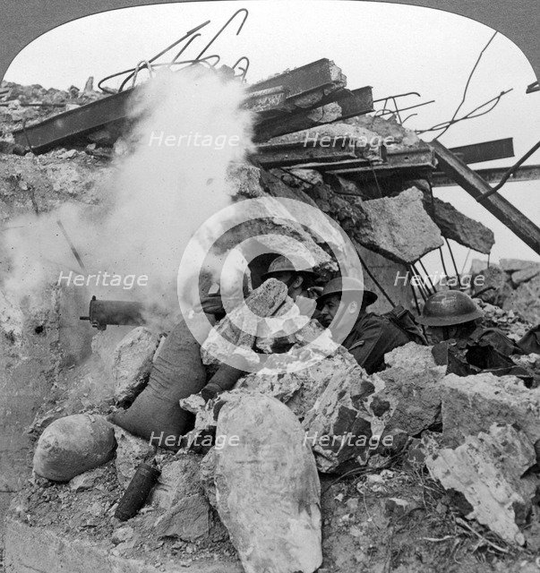 Machine gun nest, Poelcappelle, Belgium, World War I, 1914-1918.Artist: Realistic Travels Publishers