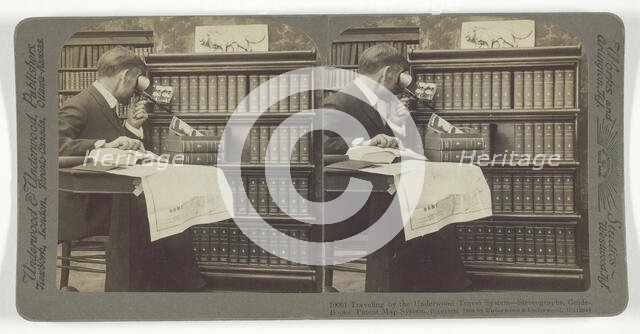 Travelling by the Underwood Travel System - Stereographs, Guide-Books Patent Map System, 1908. Creator: Underwood & Underwood.
