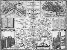 Map of London, Westminster and Middlesex, late 16th-early 17th century. Artist: John Speed