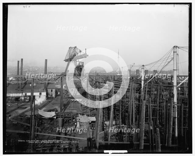 Cramp's ship yard, Philadelphia, from deck of Russian war ship Retvizan, c1901. Creator: Unknown.