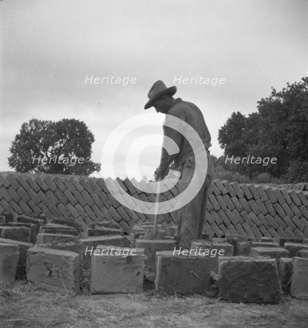 Bosque Farms project - making adobe brick for school and permanent houses, New Mexico, 1935. Creator: Dorothea Lange.