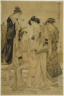 Elegant Pleasures: The Scent of Flowers, right (Furyu hana no ka asobi, jo), Japan, c. 1783. Creator: Kitagawa Utamaro.