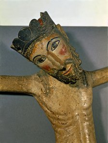 Detail of Christ of Solsona, polychromed carving c. 1300.