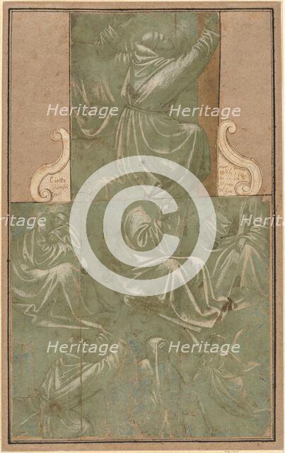 Studies of Saint Francis Kneeling and Other Figures, c. 1390/1410. Creator: Unknown.