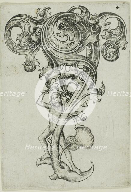 Thistle Ornament With Wild Man, 1450/67. Creator: Master ES.