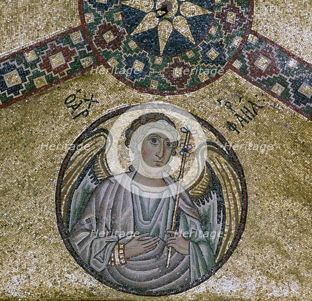 A byzantine mosaic of the Archangel Raphael, 11th century. Artist: Unknown