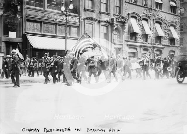 German Reservists in Broadway [i.e., Fifth Avenue], 4 Aug 1914. Creator: Bain News Service.