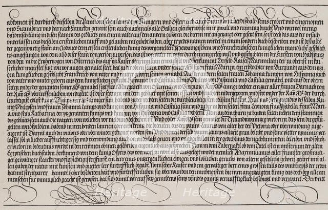 Explanatory Text, Part II, from the Arch of Honor, proof, dated 1515, printed 1517-18. Creator: Hieronymus Andreae.