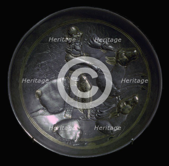 A Sassanid silver dish showing King Shapur II, 4th century. Artist: Unknown