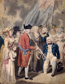 'George III presenting a Sword to Admiral Earl Howe', c1794. Artist: Isaac Cruikshank