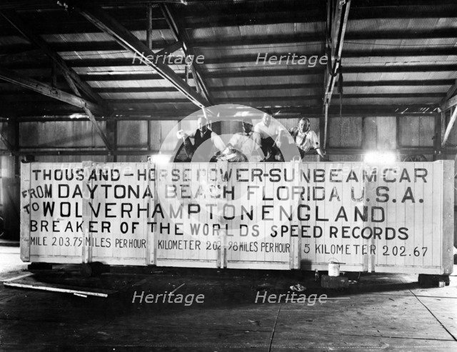 Sunbeam 1000hp World Land speed record attempt at Daytona 1927 Artist: Unknown.