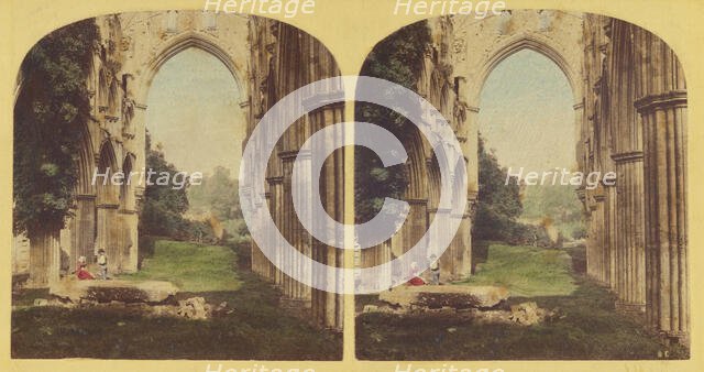 Rievaulx Abbey - interior of Choir, looking north, late 1850s. Creator: Ogle & Edge.