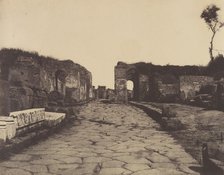 Pompeii, Pompey’s Lane, Tomb Monument of Mamia, ca. 1853. Creator: Firmin-Eugène Le Dien.