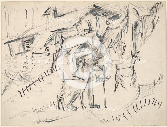 Goatherd with Goats, 1917. Creator: Ernst Kirchner.