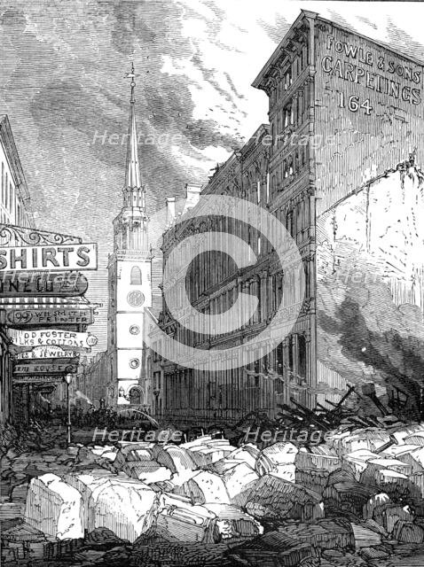 The Great Fire at Boston: Washington-Street, looking towards the Old South Church, 1872. Creator: Unknown.