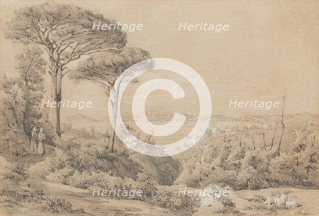 View Of The Gulf Of Pozzuoli From The Solfatara, c1830. Creator: Giacinto Gigante.