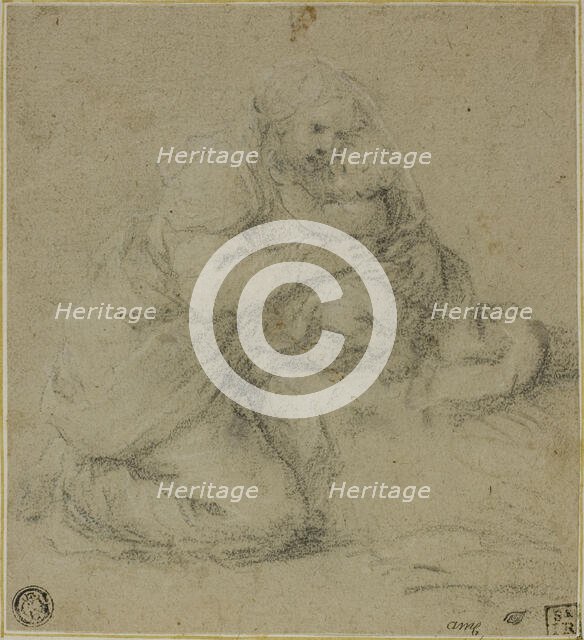 Kneeling Mother Embracing Child, c. 1550. Creator: Michelangelo Anselmi.