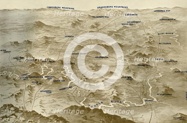 'Bird's-Eye View of the Country Covered by General Buller's Operations for the Relief of Ladysmith', Creator: Russell & Sons.