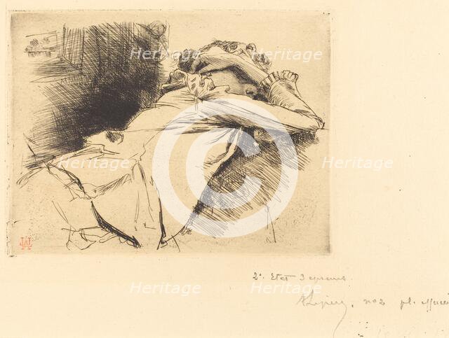 Reclined Woman Sleeping (Femme couchee sommeillant), 1892. Creator: Auguste Lepere.