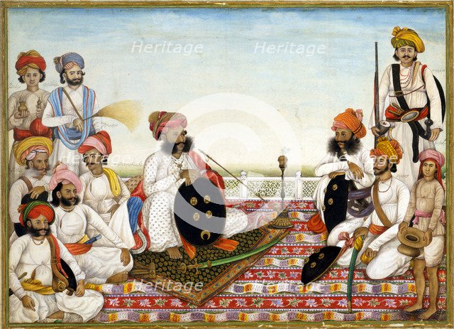 Thakur Dawlat Singh Among Courtiers, ca 1825. Artist: Ghulam Ali Khan (active 1817-1855)
