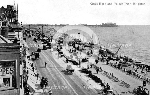 King's Road and the Palace Pier, Brighton, Sussex, early 20th century. Artist: Unknown