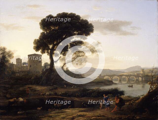 Landscape near Rome with a View of the Ponte Molle, 1645. Creator: Claude Lorrain.