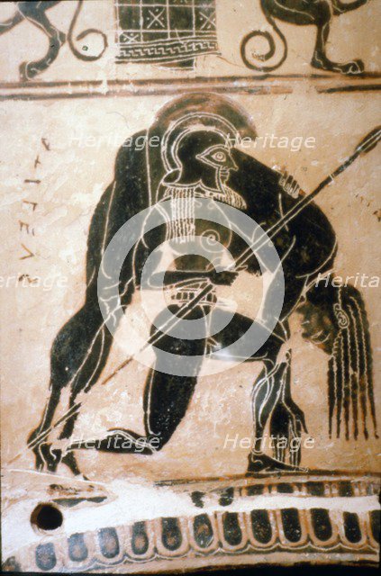 Detail from the Francois Vase,  Ajax carrying the body of Achilles, c6th century BC. Artists: Ergotimos, Kleitias.