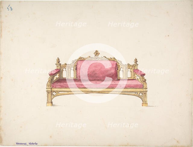 Design for a Gothic Settee, early 19th century. Creator: Anon.