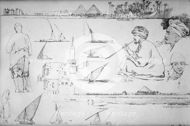 Sketches along the Nile, Egypt, c1842. Artist: Richard Dudd