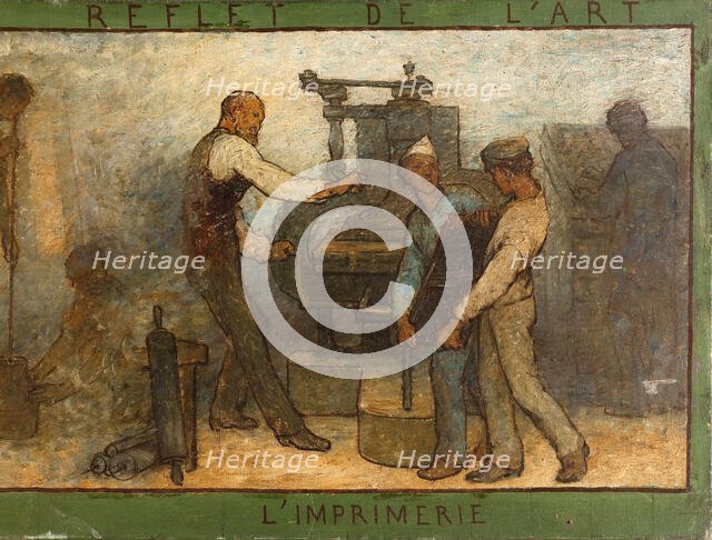 Near or far all trades need to be touched by a reflection of art: Trades: Sketch for the..., 1887. Creator: Edmond Eugene Valton.