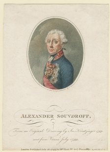 Portrait of Field Marshal Generalissimo Prince Alexander Suvorov (1729–1800), 1799. Artist: Kreuzinger, Josef (1757-1829)