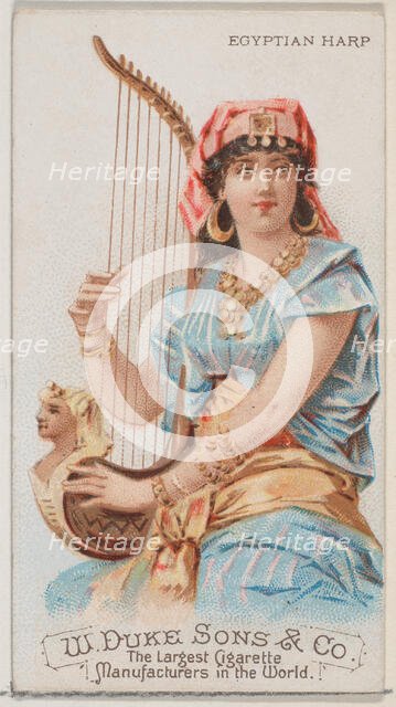 Egyptian Harp, from the Musical Instruments series (N82) for Duke brand cigarettes, 1888., 1888. Creator: Schumacher & Ettlinger.