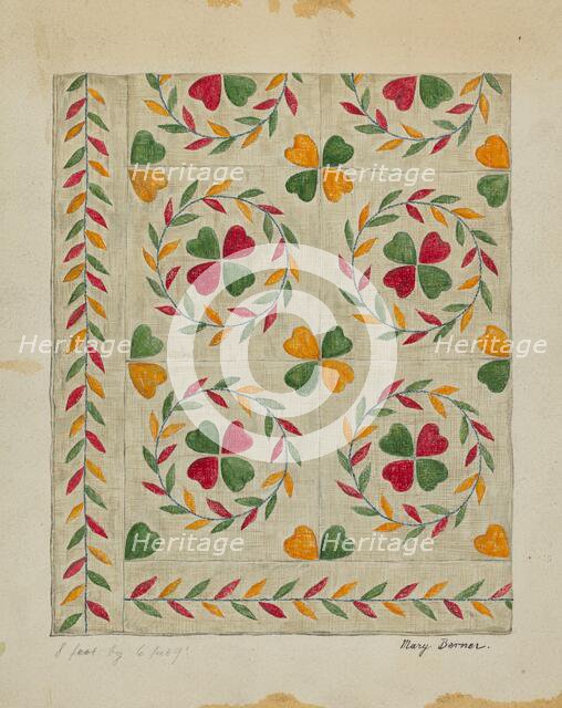 Quilt (Applique), c. 1936. Creator: Mary Berner.