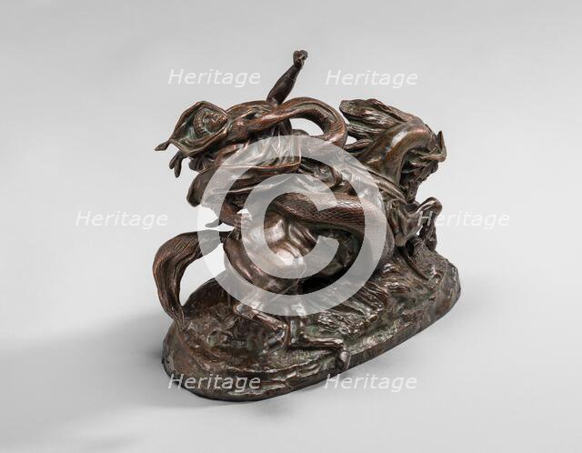 North African Horseman Surprised by a Serpent, model before 1843, cast by 1873. Creator: Antoine-Louis Barye.