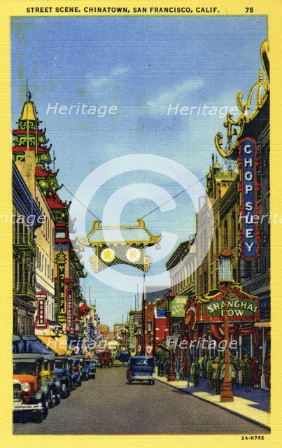 Street scene, Chinatown, San Francisco, California, USA, 1932. Artist: Unknown