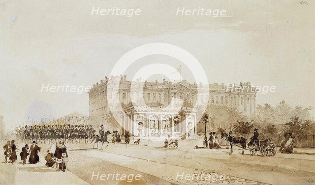 View of the Anichkov Palace in St Petersburg, 1843. Artist: Weiss, Johann Baptist (1812-1879)