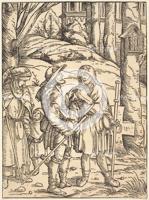 Pilgrims at a Wayside Shrine, 1508. Creator: Hans Burgkmair, the Elder.